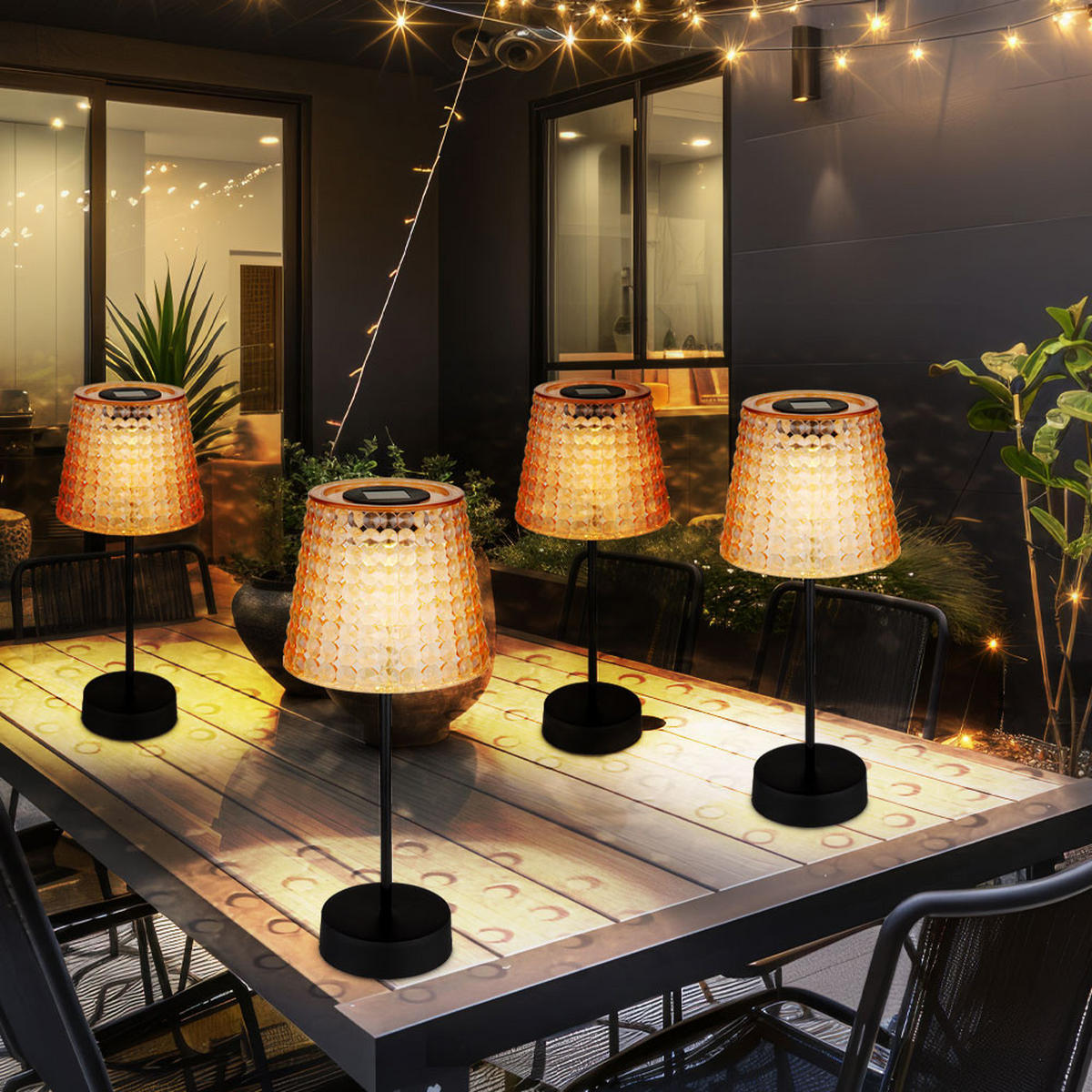 LED AUSSENLEUCHTE Kristalloptik Schwarz 2er Set - Schwarz, Kunststoff (12.5/12.5/29cm) - Globo Lighting