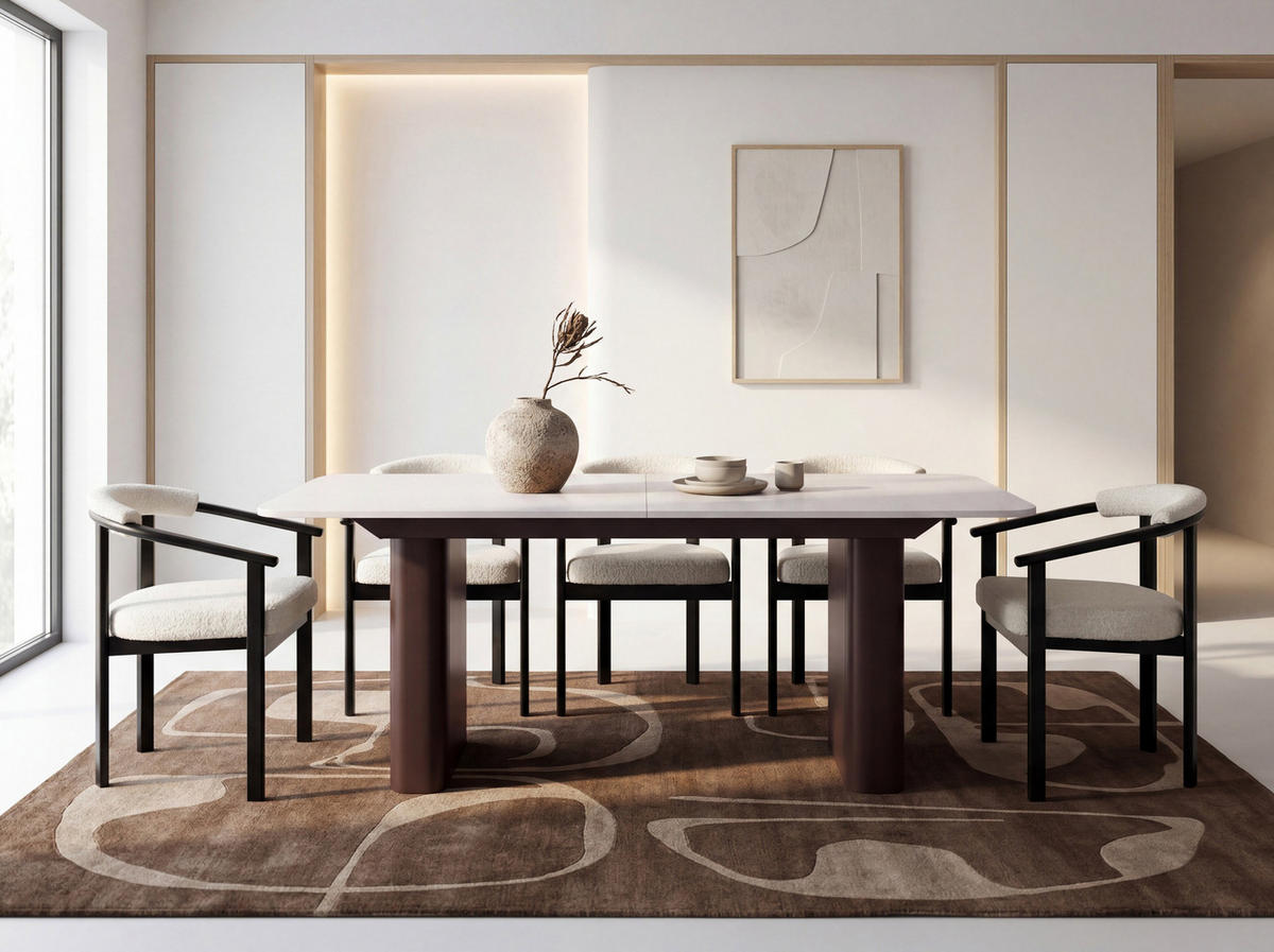 ESSTISCH Riven rechteckig ausziehbar verlängerbar mit Butterfly-Auszug, Weiß 180-276/90/76 cm - Weiß/Braun, Holzwerkstoff/Metall (90/276/76cm) - WFL GROUP