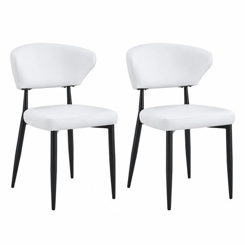 ESSZIMMERSTUHL ergonomisch 2er-Set Weiß mit schwarzen Metallbeinen - Weiß, Metall (45/80/50cm) - Meubliv