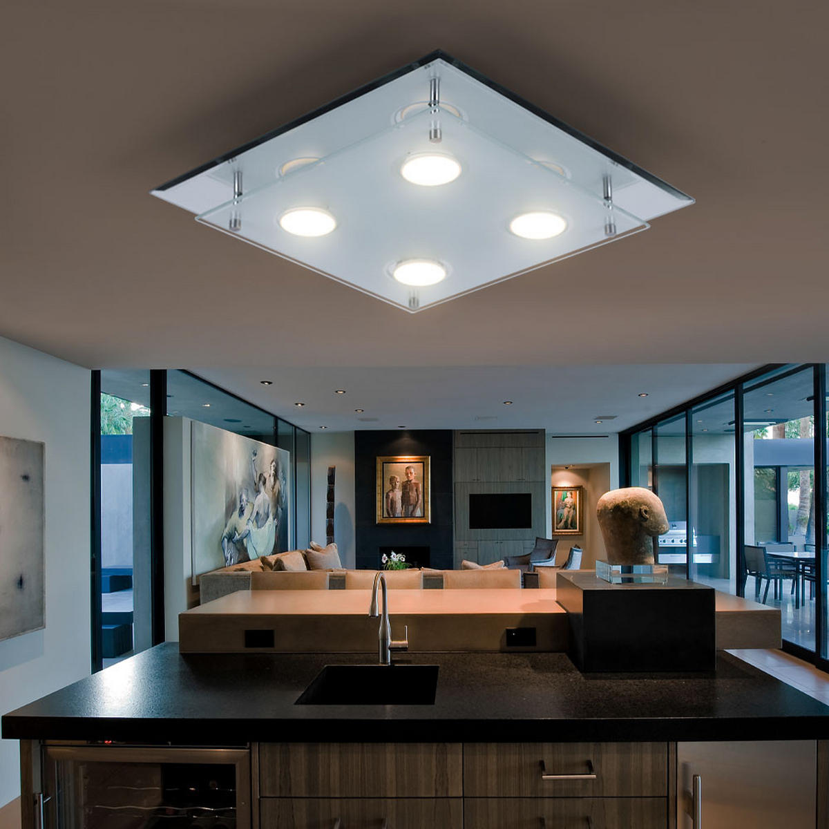 LED DECKENLEUCHTE Chrom Silber ARENA - Silberfarben, Glas (34/34/8cm)