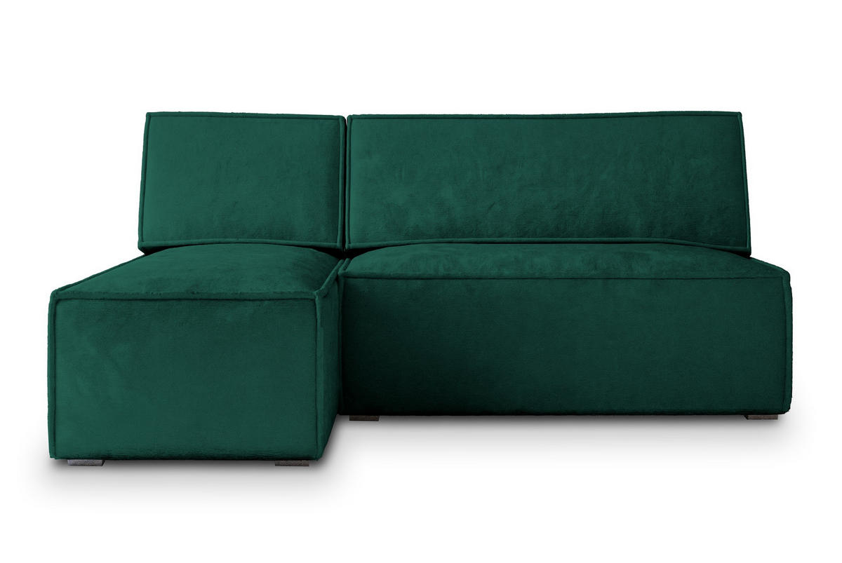 ECKSOFA BRISO M Grün Velours-Stoff mit Schlaffunktion - Grün, Holz (200/140cm) - MASSENO