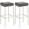 BARHOCKER 2er Set Lederlook braun - Edelstahlfarben/Braun, Textil/Metall (37/80/37cm) - CLP