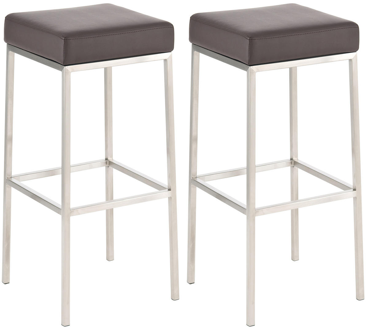 BARHOCKER 2er Set Lederlook braun - Edelstahlfarben/Braun, Textil/Metall (37/85/37cm) - CLP