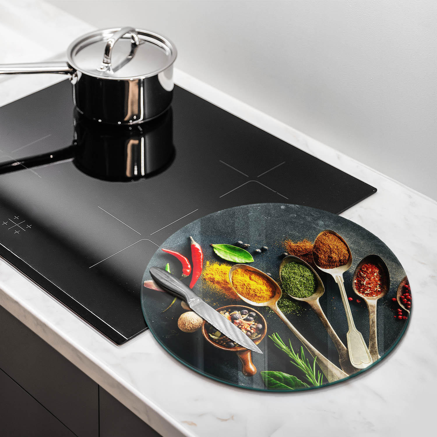 GLASPLATTE Ø 40 cm Küchengewürze Zusammensetzung - Multicolor, Glas (40/40cm) - Wallfluent