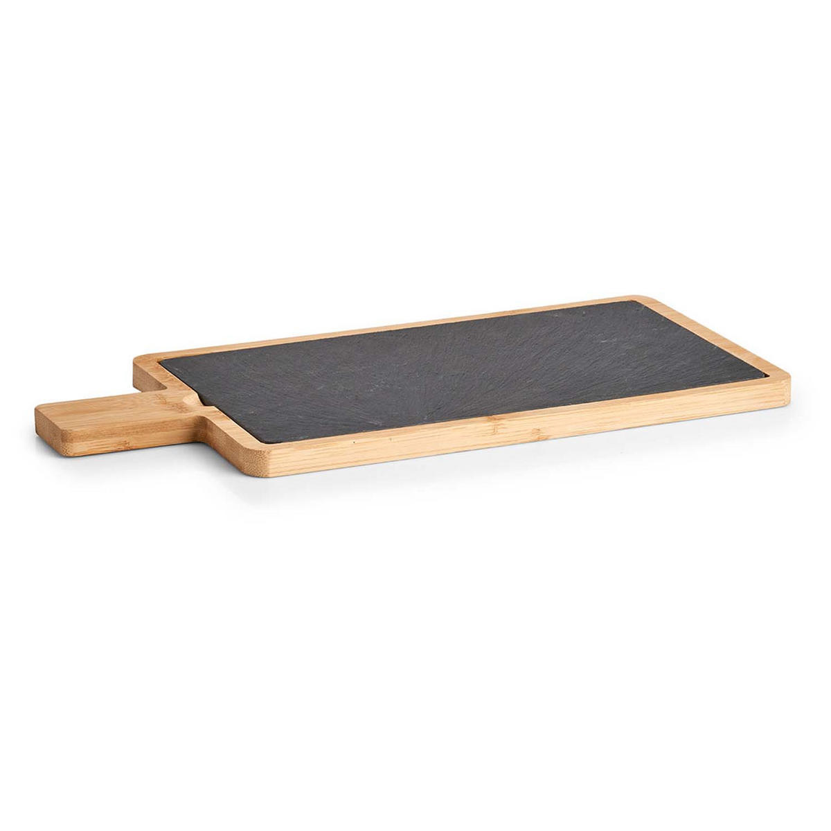 SERVIERPLATTEN, 6 Stück, Schiefer mit Bambusbrett - 40 x 19cm - Schwarz, Stein (19/1.5/40cm) - Zeller Present