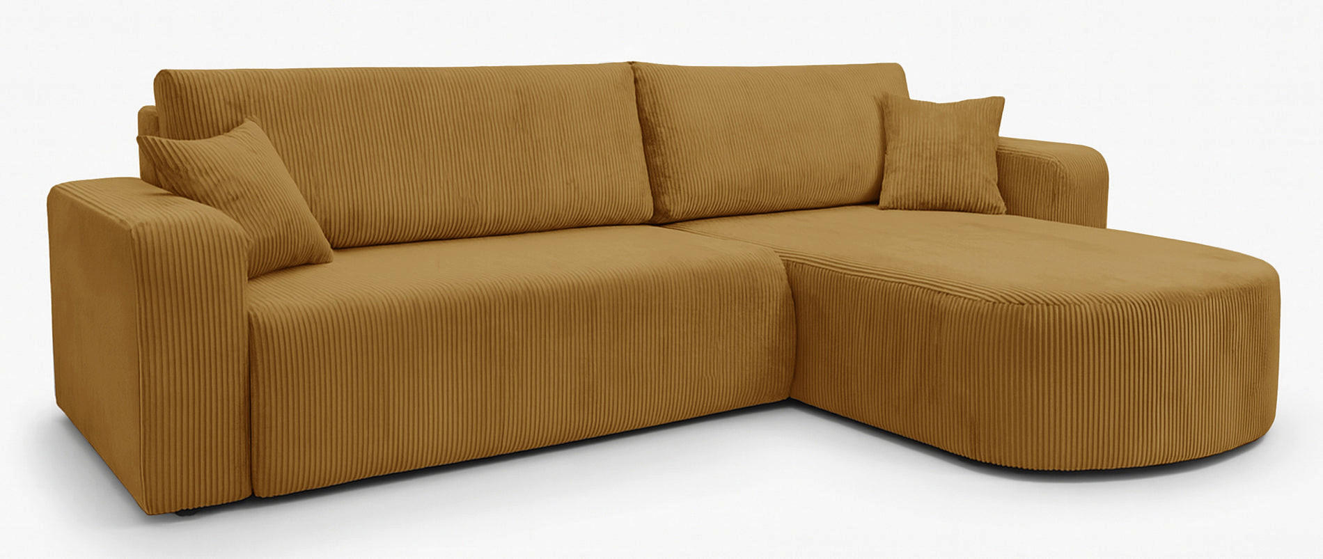 ECKSOFA TEEO Cord Senf 170 cm L-Form beidseitig - Currygelb/Schwarz, Kunststoff/Textil (170/275cm) - Homebook