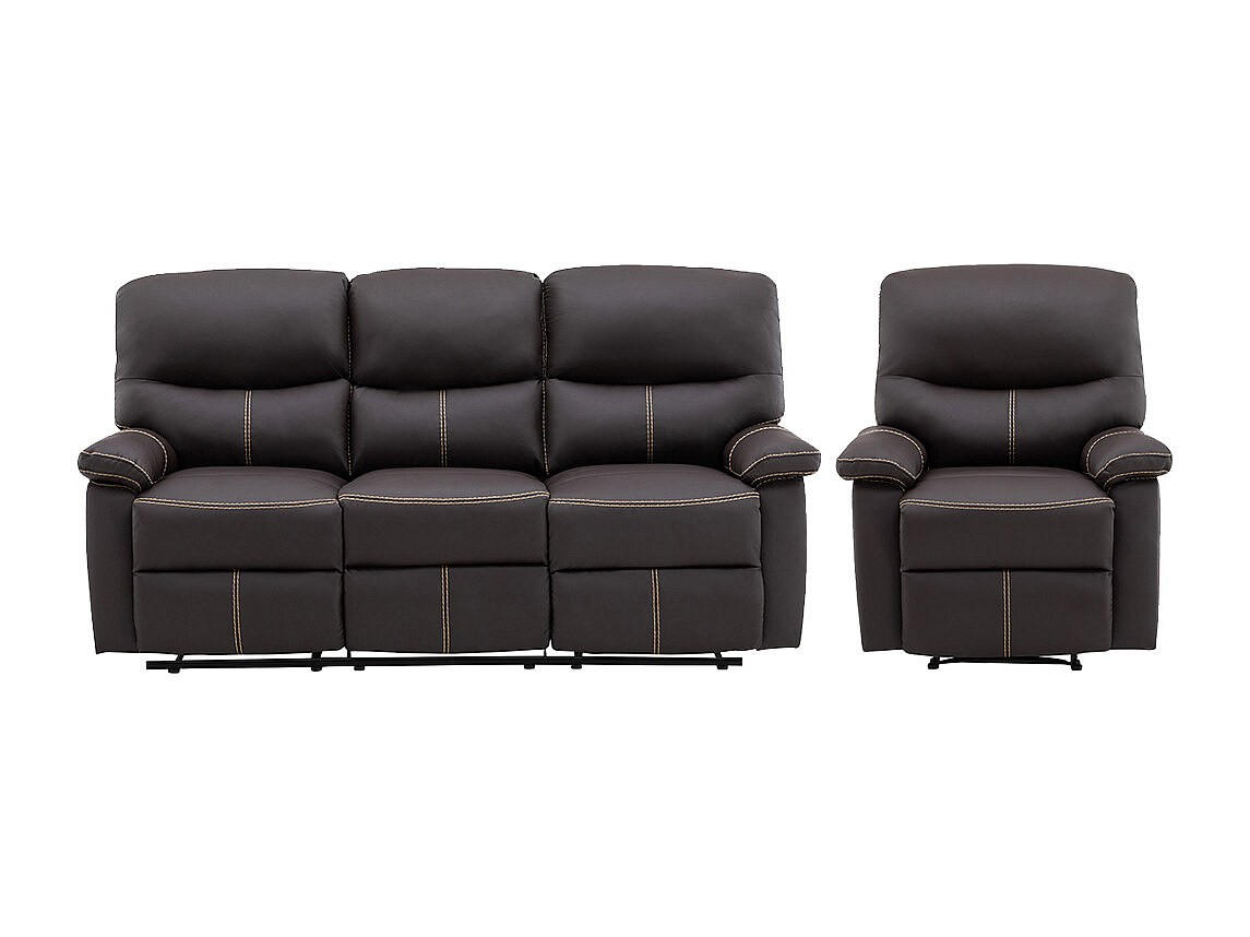 SOFAGARNITUR mit Relaxfunktion - 4 -Sitzer - Kunstleder - braun - CANBY - Braun, Leder (183/95/90cm) - Vente-Unique