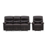 SOFAGARNITUR mit Relaxfunktion - 4 -Sitzer - Kunstleder - braun - CANBY - Braun, Leder (183/95/90cm) - Vente-Unique