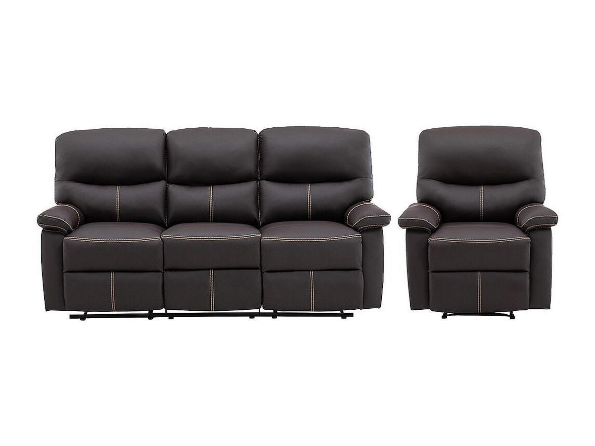 SOFAGARNITUR mit Relaxfunktion - 4 -Sitzer - Kunstleder - braun - CANBY - Braun, Leder (183/95/90cm) - Vente-Unique