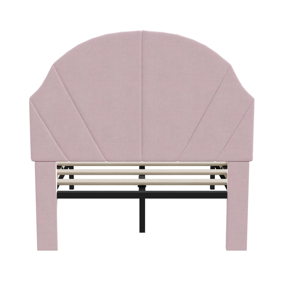 POLSTERBETT 90x200 cm Kinderbett, Einzelbett mit gepolstertem Muschel-Kopfteil, höhenverstellbar, Lattenrost, Rosa - Rosa, Metall (90/190cm) - EuroLiving