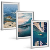 BILDER SET 3er Set - 40x60 cm Silberner Rahmen - Meerblick, Klippen, Häfen - Silberfarben, Kunststoff (40/60cm) - TULUP