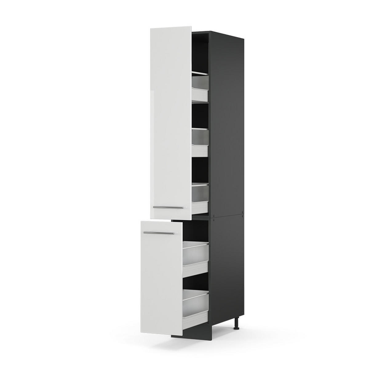 APOTHEKERSCHRANK Fame-Line Weiß Hochglanz 30 cm - Weiß Hochglanz/Anthrazit, Holzwerkstoff (30/207/58cm) - Vicco