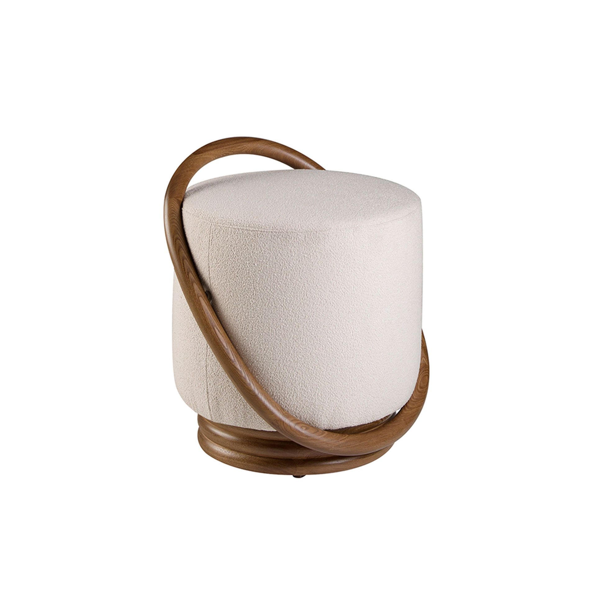 Angel Cerda Pouf Weiß, Walnuss 52x54x47 cm