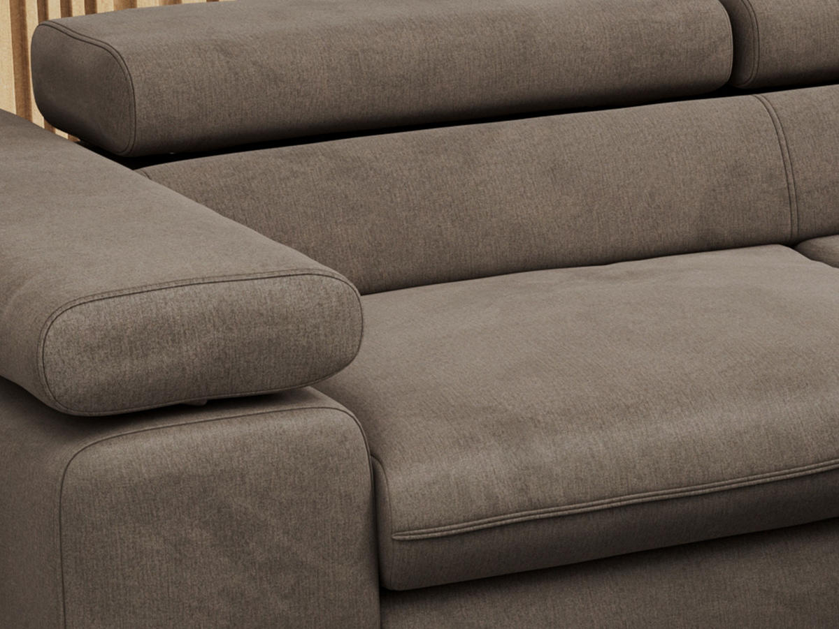 ECKSOFA PEDRO L Braun Velvet - Rechts Seite - Schwarz/Braun, Textil/Metall (273/208cm) - MKS
