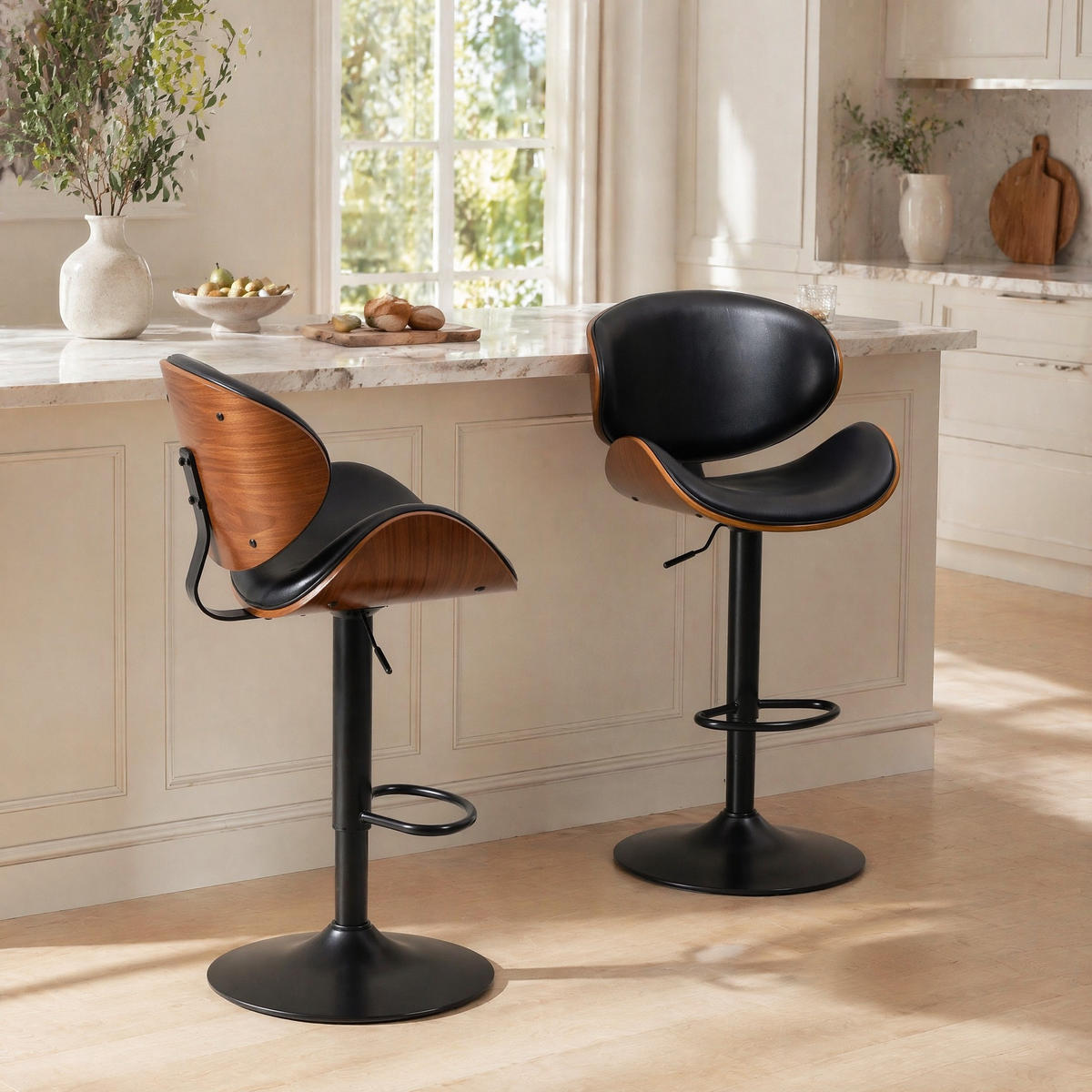 BARHOCKER höhenverstellbar und drehbar, Schwarz, Sitzhöhe 59–70 cm - Schwarz, Metall (50/93/51cm) - MIVRAY