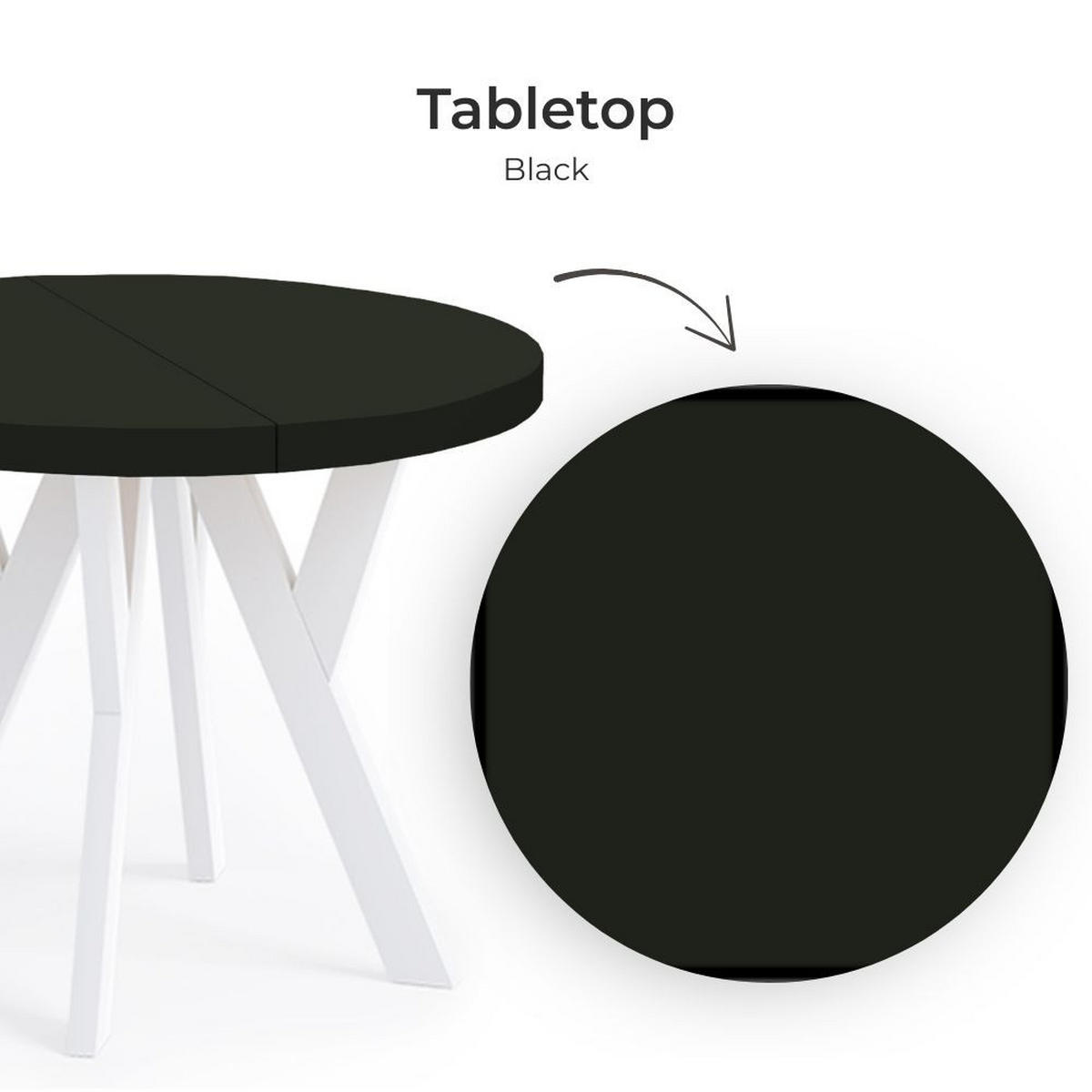 ESSTISCH Runder Ausziehbarer PERO 90/140, Schwarz / Weiß - Schwarz/Weiß, Holz (140/90/77cm) - Dekori_Interiors