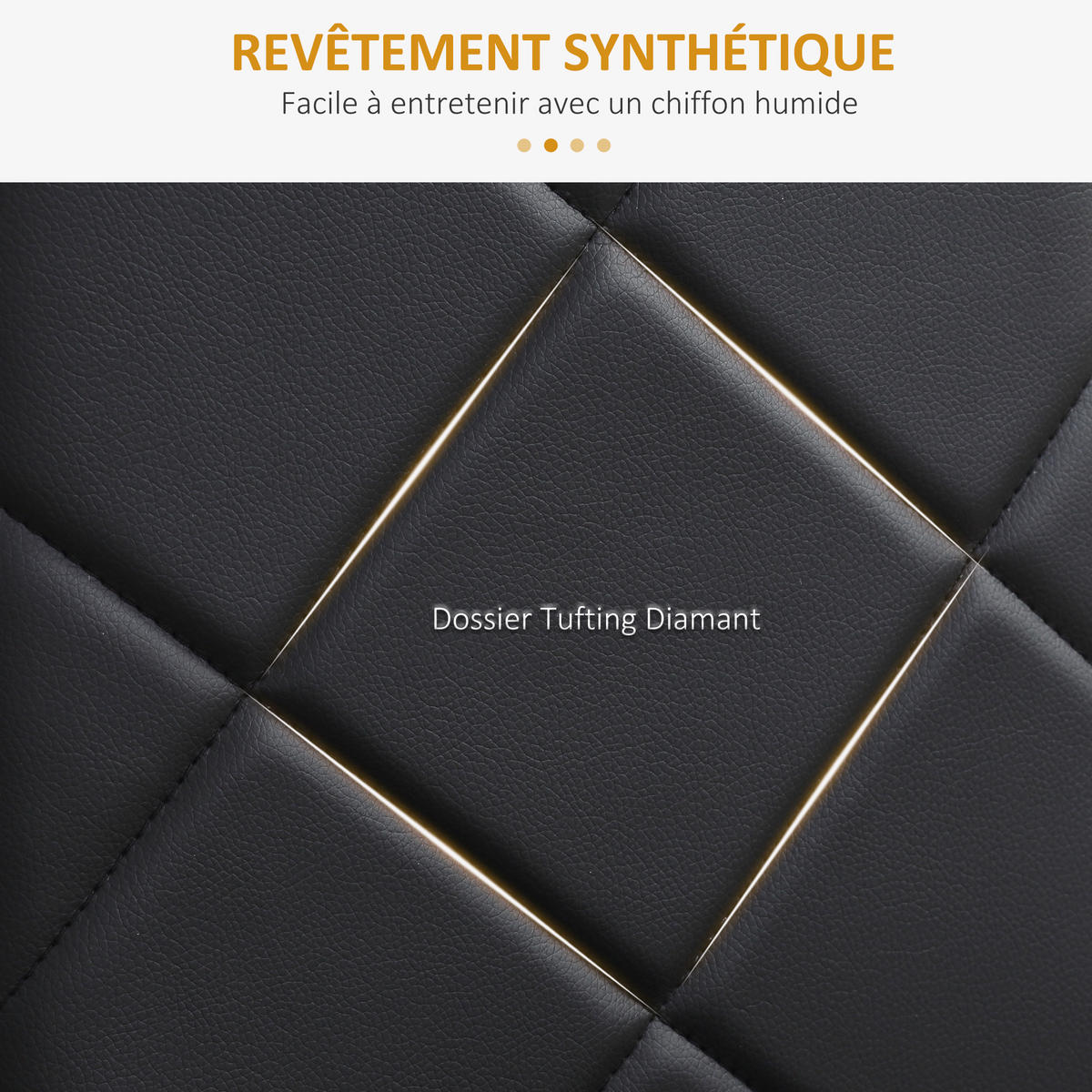ESSZIMMERSTÜHLE 4er-Set DE-13236 hohe Rückenlehne mit Diamantsteppung Schwarz - Schwarz, Metall (50/97/41cm) - ComfortXL