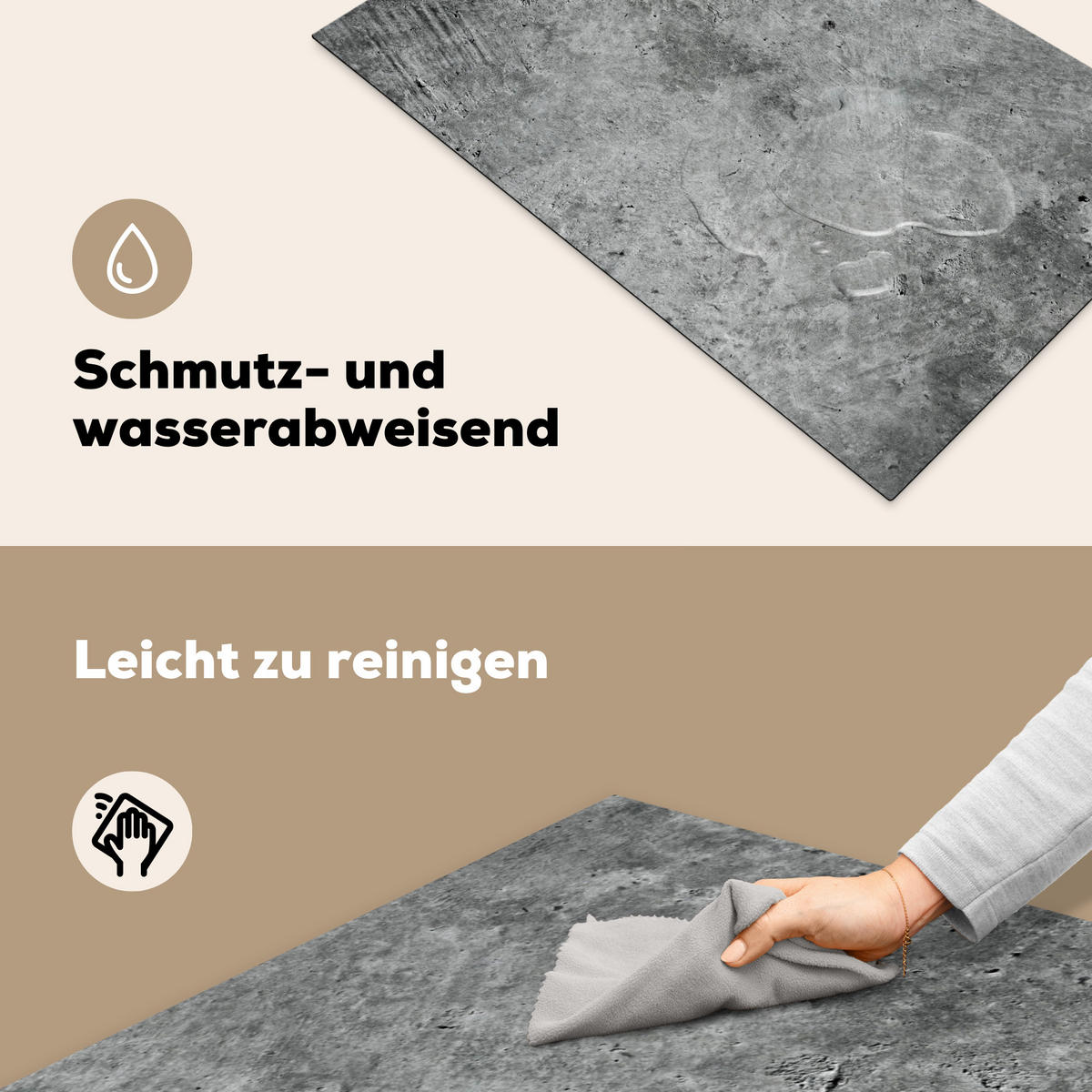 HERDABDECKPLATTE Beton - Schiefer - Grau -Betonstruktur Ceranfeldabdeckung 85x52 cm - Grau, Kunststoff (85/52/0.2cm) - MuchoWow