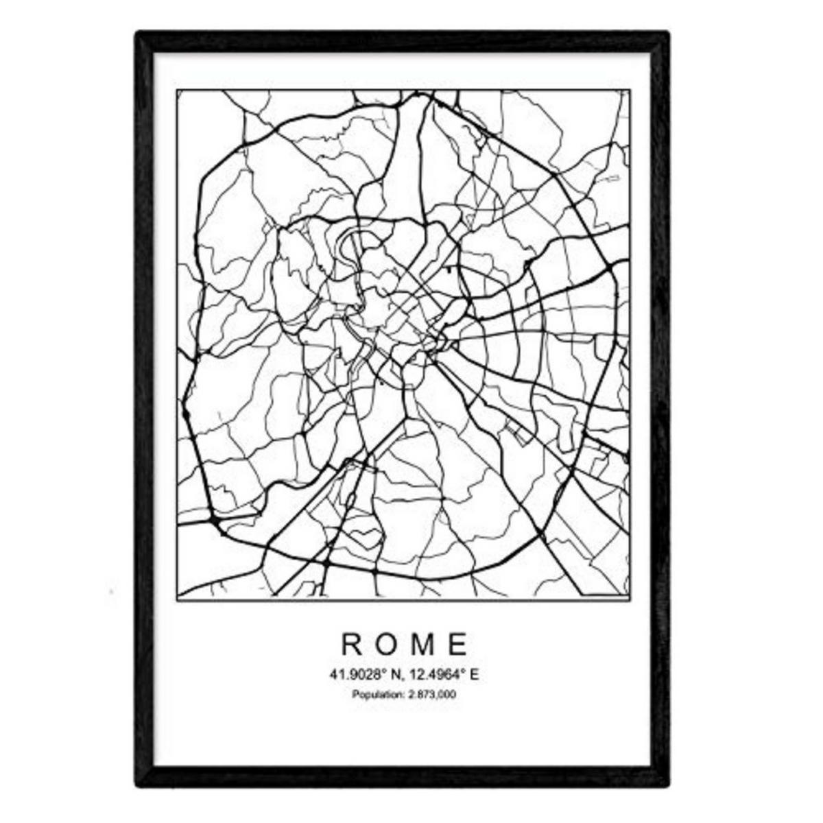 POSTER Rom Nordic Art A3 Schwarzer Rahmen - Schwarz, Papier (29.7/5/42cm) - Nacnic