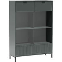 VITRINE Linna mit Schublade 105 cm dunkelgrün - Dunkelgrün/Schwarz, Holzwerkstoff/Metall (105/150/41cm) - Beautysofa