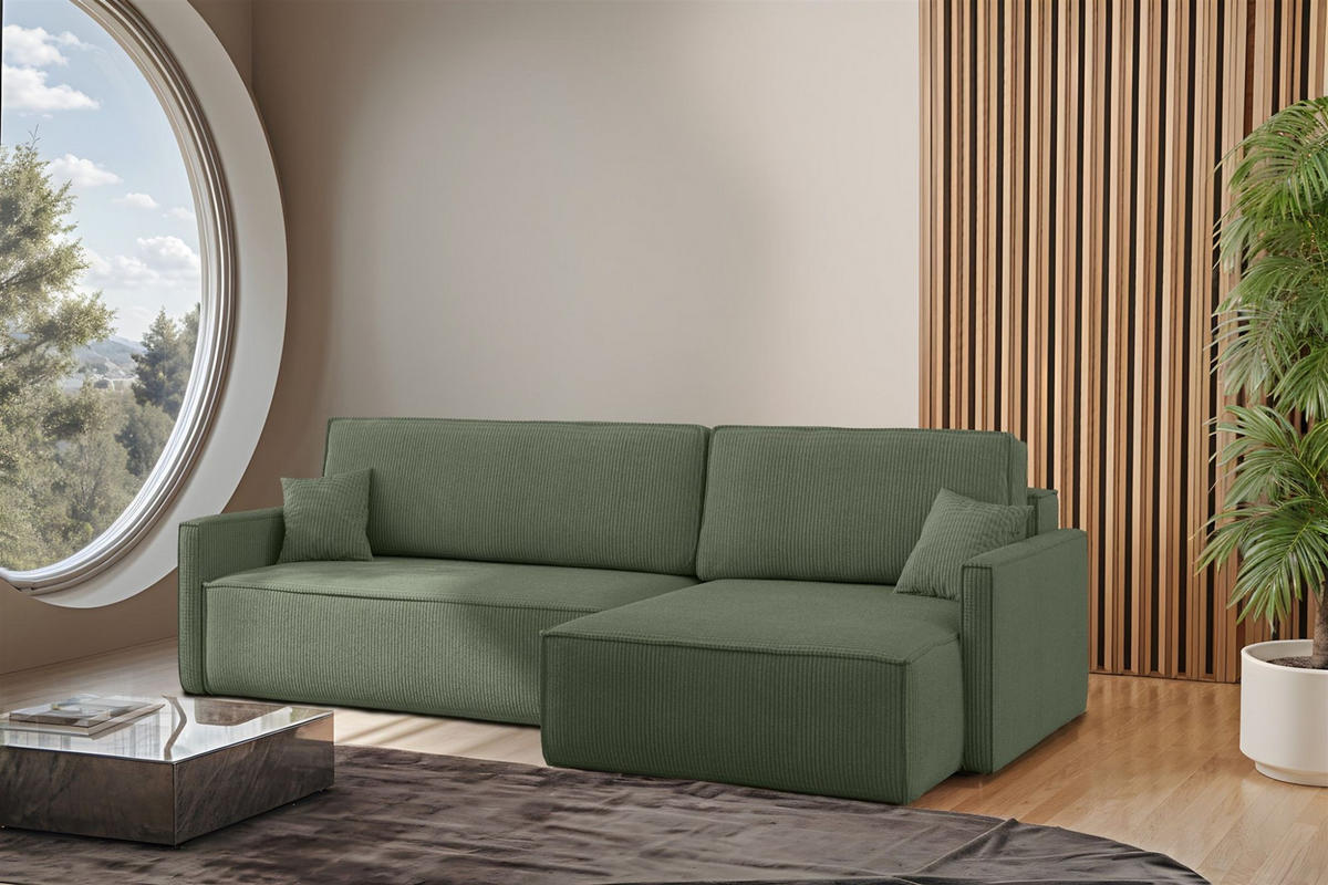 ECKSOFA Louis Scala - Grün, Holzwerkstoff/Textil (250/142cm) - Fun Möbel