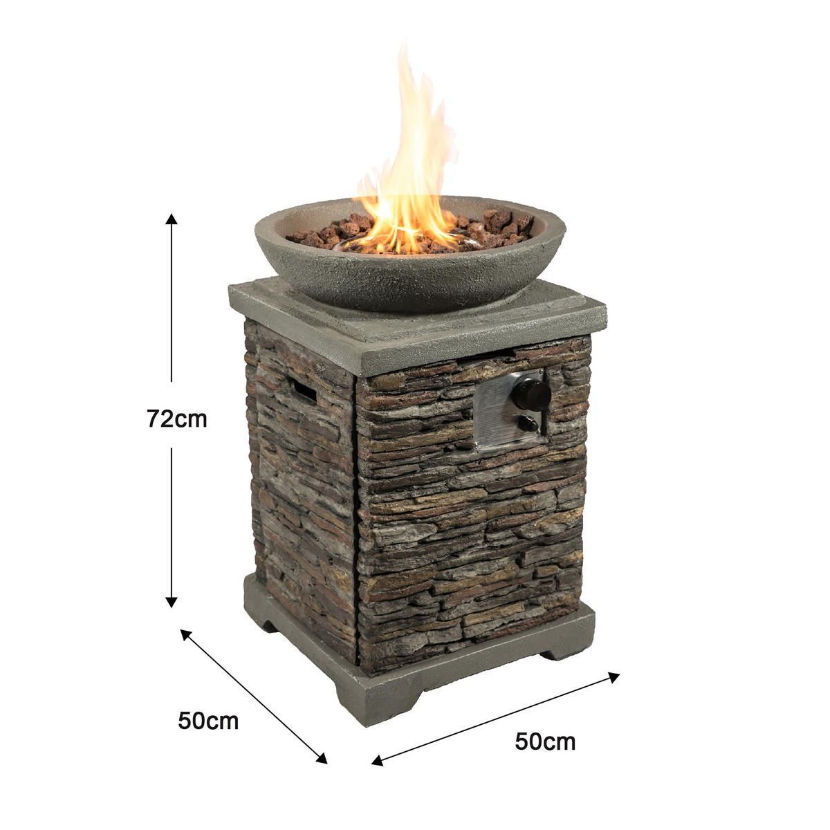 FEUERSTELLE Grau - Grau, Stein (50/72/72cm) - Teamson Home