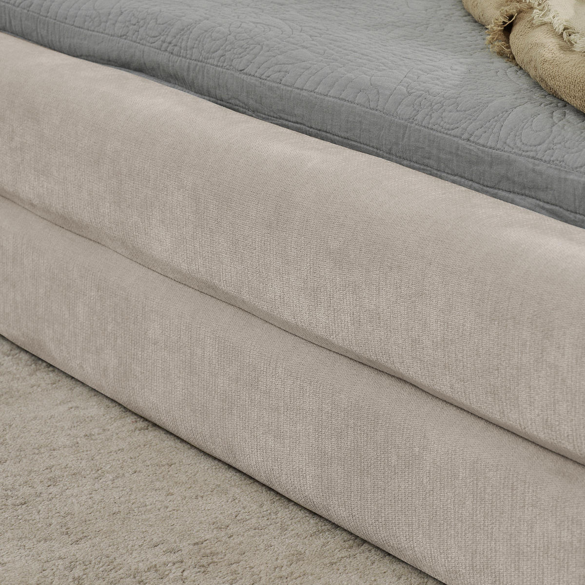 BETTGESTELL mit Kopfteil 140x200 cm Chenille Beige - Beige, Holz (140/200cm) - Meubliv