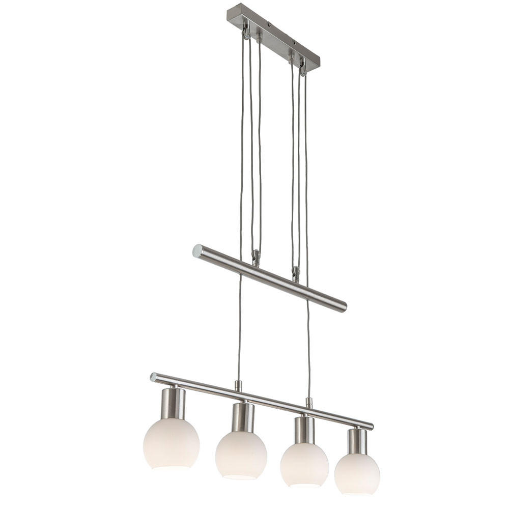 LED HÄNGELAMPE LOXY Nickel Matt Weiß - Silberfarben, Glas (60/100/160cm) - Nowa