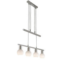 LED HÄNGELAMPE LOXY Nickel Matt Weiß - Silberfarben, Glas (60/100/160cm) - Nowa