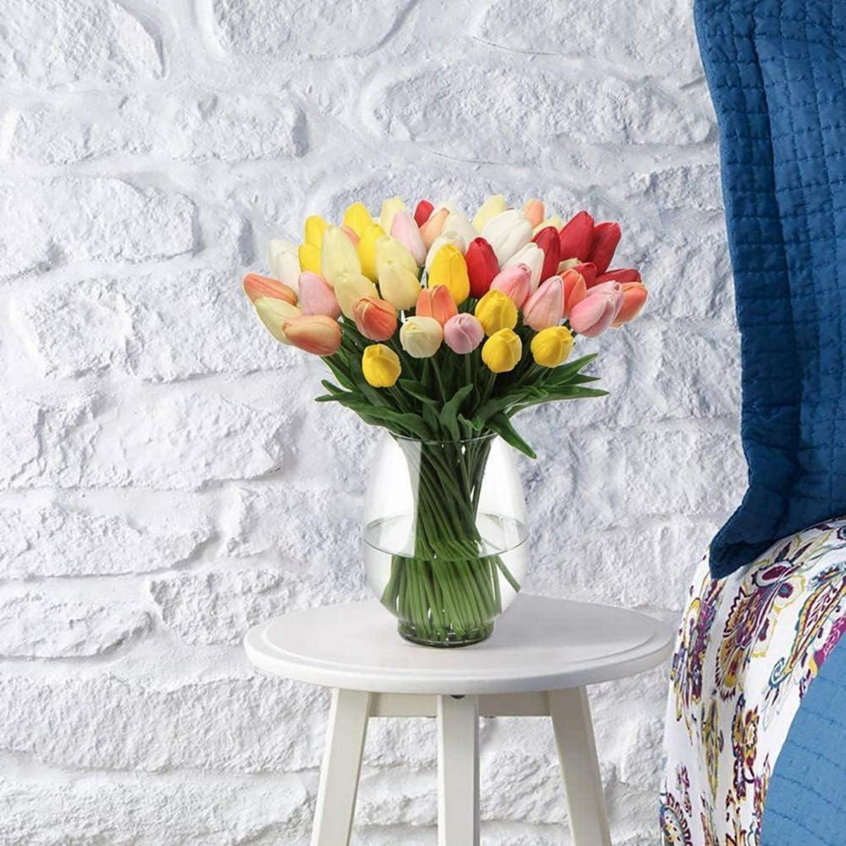 KUNSTBLUMEN Tulpen 20 Stück Hell Gelb 34 cm - Gelb, Kunststoff (34cm)