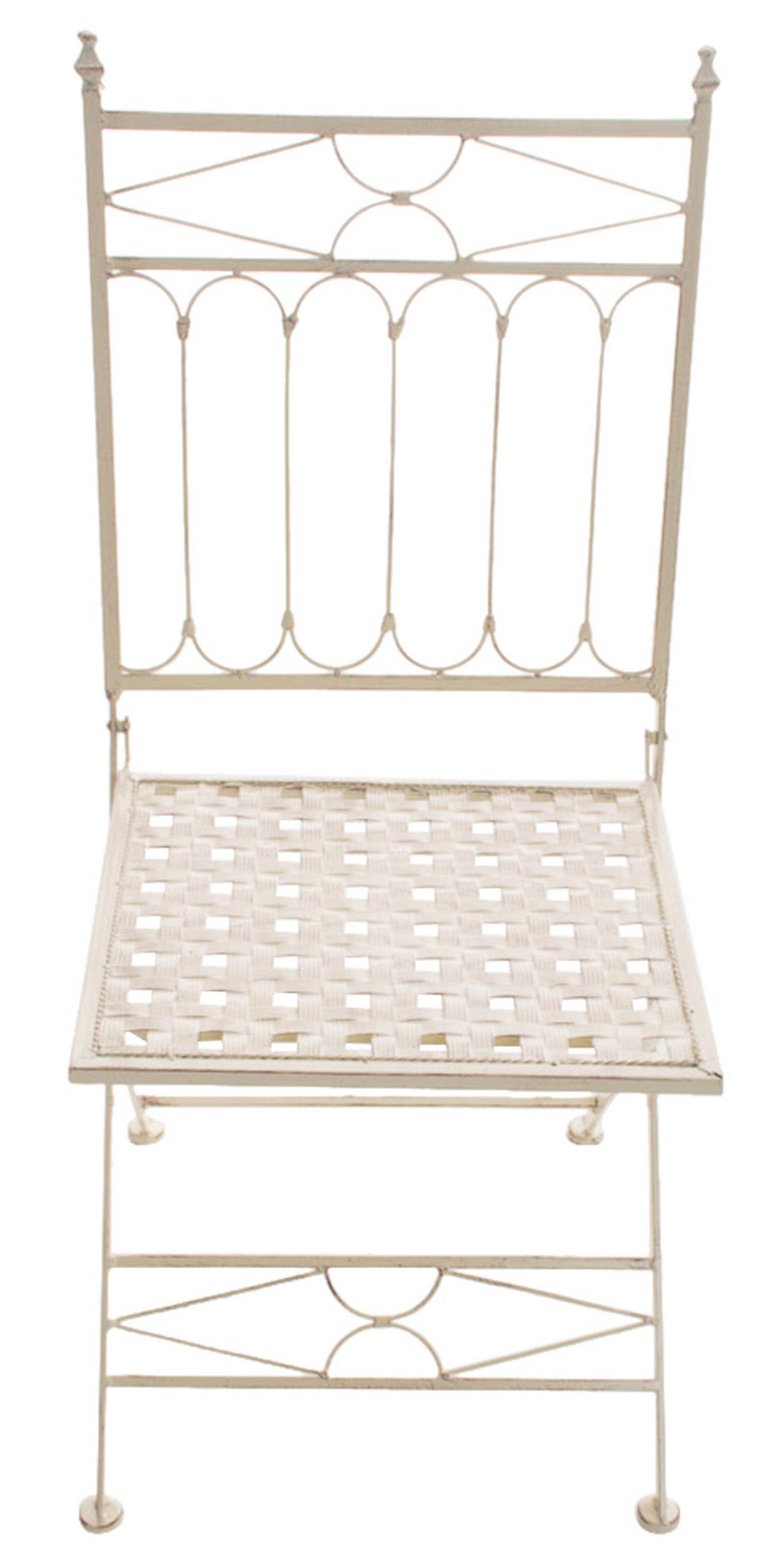 GARTENKLAPPSTUHL 2er Set Metall antik-creme - Creme, Metall (42/94/40cm) - CLP