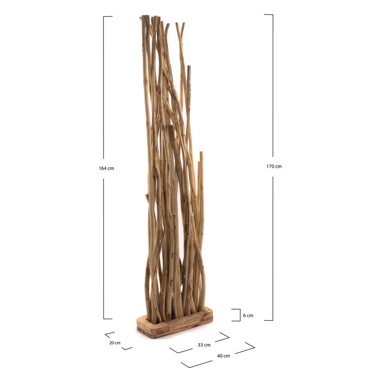 RAUMTEILER Botanic Teak Holz naturfarben - Naturfarben, Holz (40/170/20cm) - DESIGN DELIGHTS