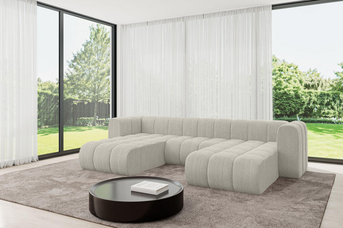 WOHNLANDSCHAFT modulares Sofa Joren-U1 - 319x177x70 cm Hellgrau - Hellgrau, Holzwerkstoff/Textil (319/70/177cm) - ALTDECOR