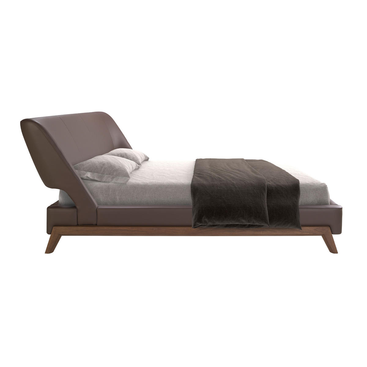 BETT Braun Walnuss 205/237/95 cm - Walnussfarben/Braun, Leder (180/200cm) - ANGEL CERDA