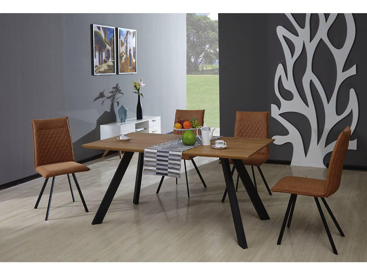ESSTISCH Manhattan Eiche/Schwarz - Eichefarben/Schwarz, Holzwerkstoff/Metall (90/160/75.5cm) - Habitat Garten