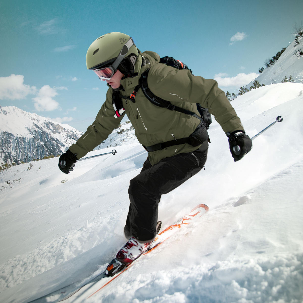 LYŽAŘSKÁ PŘILBA pro muže a ženy, robustní snowboardová přilba, zelená, velikost L (58–61 cm) - zelená barva, plast (30/24cm) - ECD-Germany