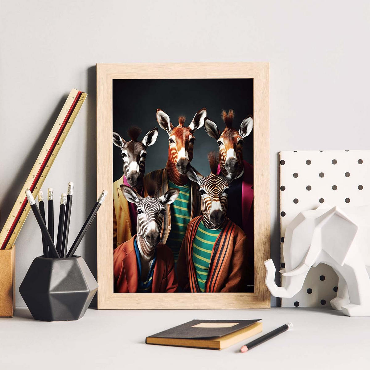 POSTER Okapi Mode A4 Rahmen Aus Hellem Holz - Beige, Papier (29.7/5/21cm) - Nacnic