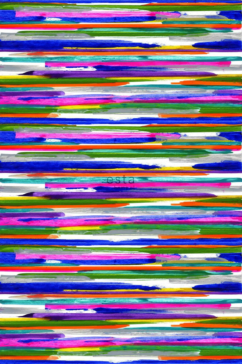 FOTOTAPETE gemalte horizontale Streifen 186 x 279 cm - Multicolor, Papier (186/279cm) - ESTAhome