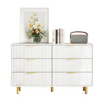 KOMMODEN-SIDEBOARD 120/40/72 cm mit 6 Schubladen in Weiß mit goldfarbenen Details - Weiß, Holzwerkstoff (120/72/40cm) - BEAOK
