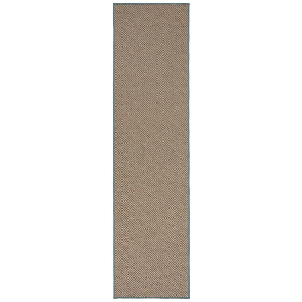 TEPPICH Jute Geometrisch-Design CARRON, Braun-Blau 60x800 cm - Blau/Braun, Naturmaterialien (60/800cm) - KADIMA DESIGN