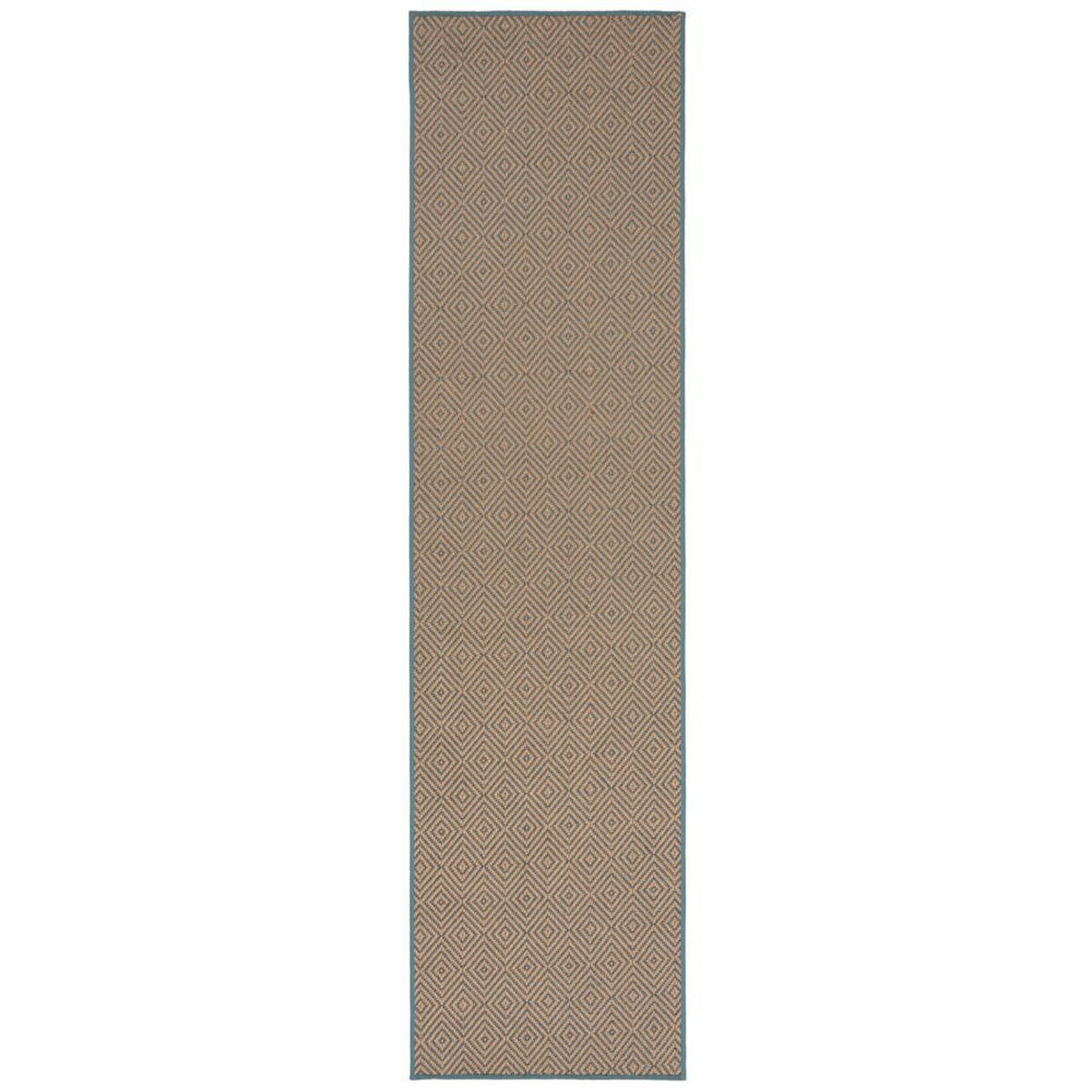 TEPPICH Jute Geometrisch-Design CARRON, Braun-Blau 60x800 cm - Blau/Braun, Naturmaterialien (60/800cm) - KADIMA DESIGN