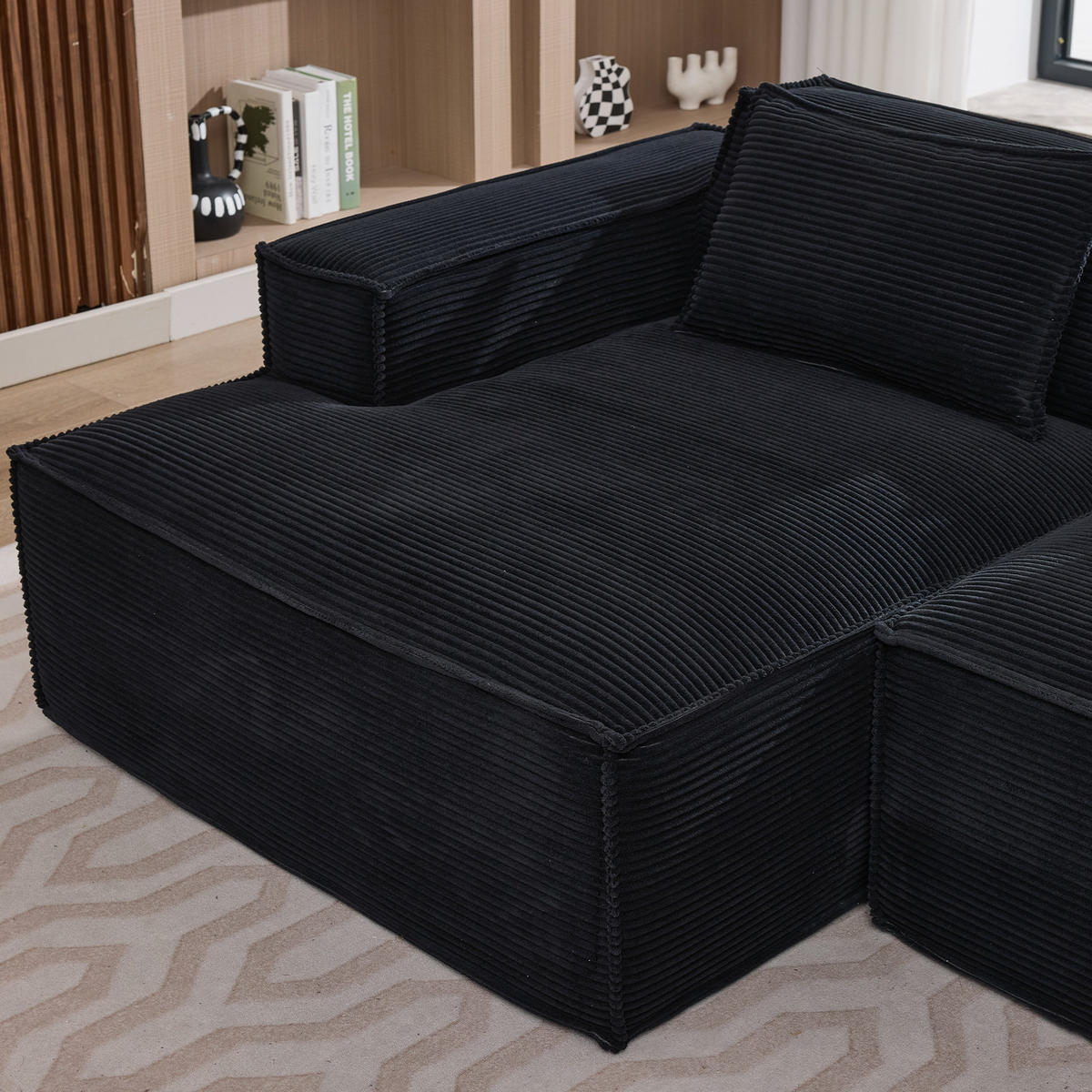 3-SITZER-SOFA 235 cm mit Taschenfederkern, High-Density-Schaum und pflegeleichtem Polyesterbezug, Schwarz - Schwarz, Textil (235/70/129cm) - Redom