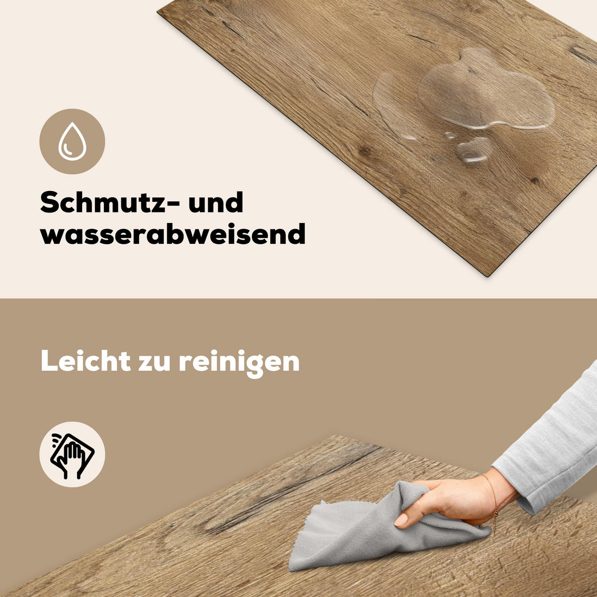 HERDABDECKPLATTE Holz - Braun - Holzoptik Induktionsschutz 91.6x52.7 cm - Eichefarben, Kunststoff (91.6/52.7/0.2cm) - MuchoWow