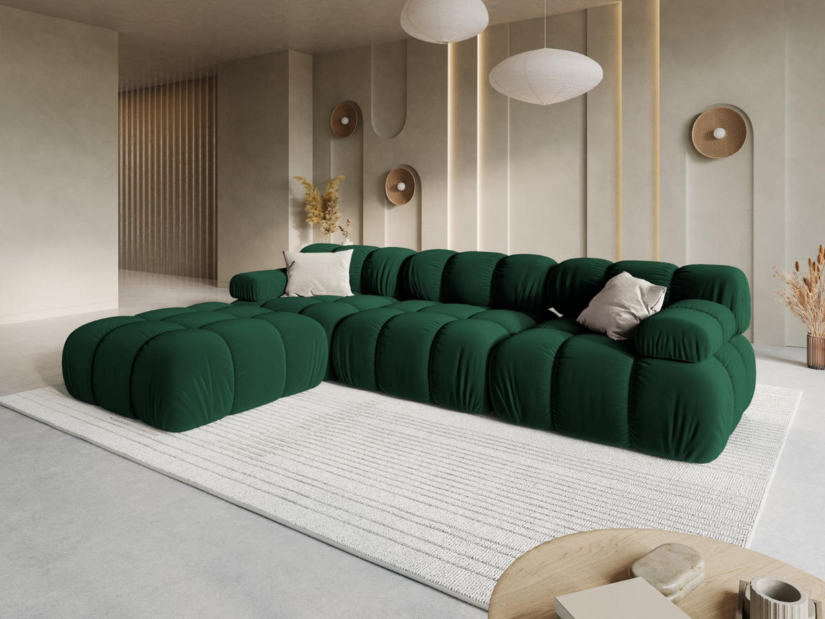 MODULARES-SOFA Bellis aus Samt flaschengrün 4 Sitzplätze - Grün, Textil (188/63/282cm) - Micadoni