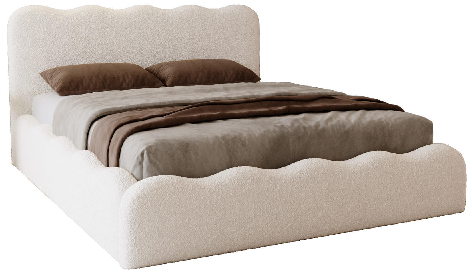 POLSTERBETT 180x200 Wave, Bettkasten, Boucle, Beige - Beige, Holz/Textil (180/200cm) - Emporius