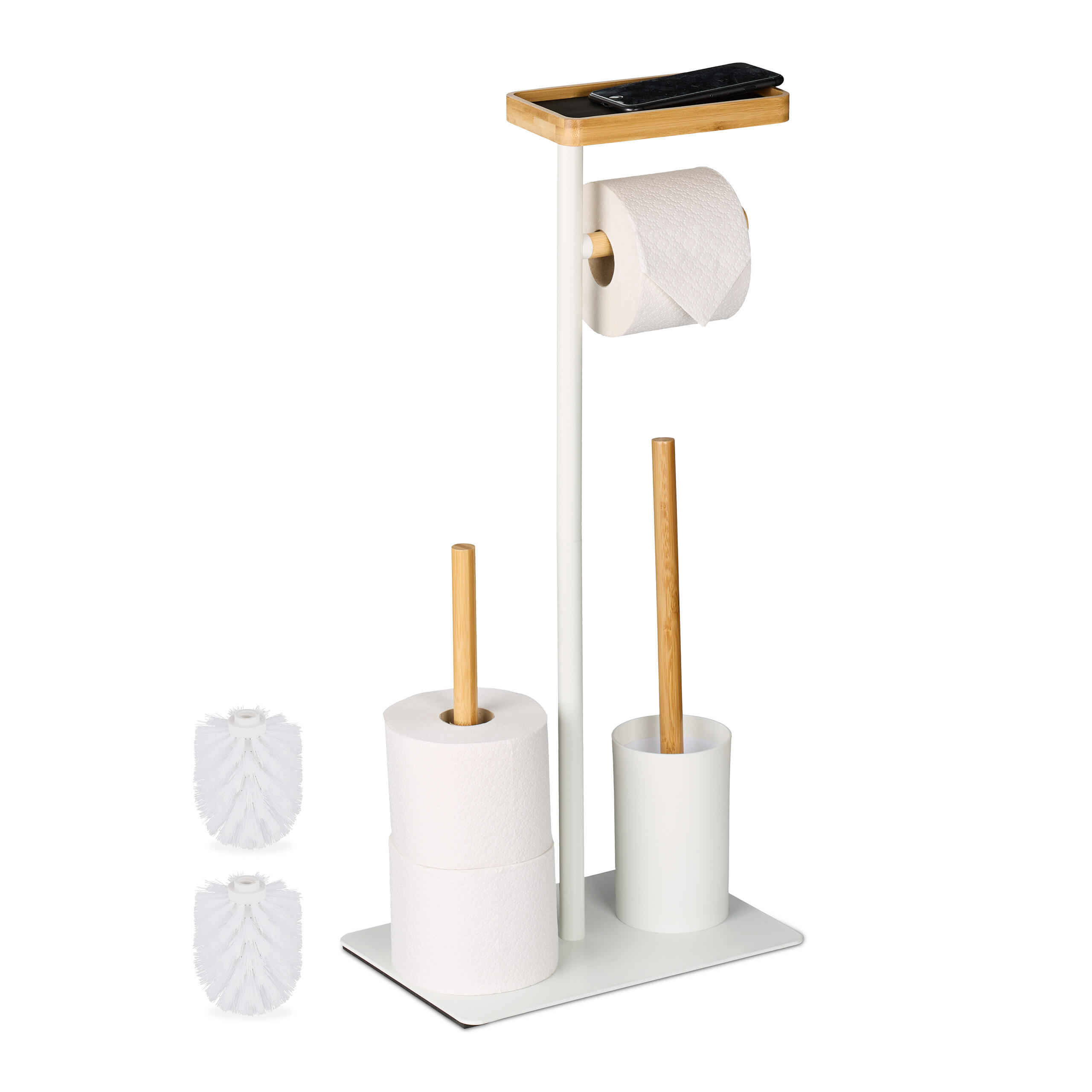 WC-GARNITUR - Weiß, Holz/Kunststoff (30/65/20cm) - Relaxdays