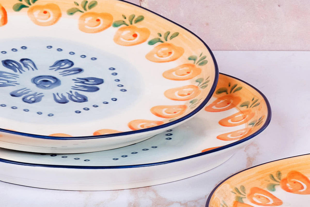 SERVICE Die Essentials Napoli - 12er-Set - Zitrusfrucht - Weiß, Keramik (27.5/2.3/27.5cm) - Björn