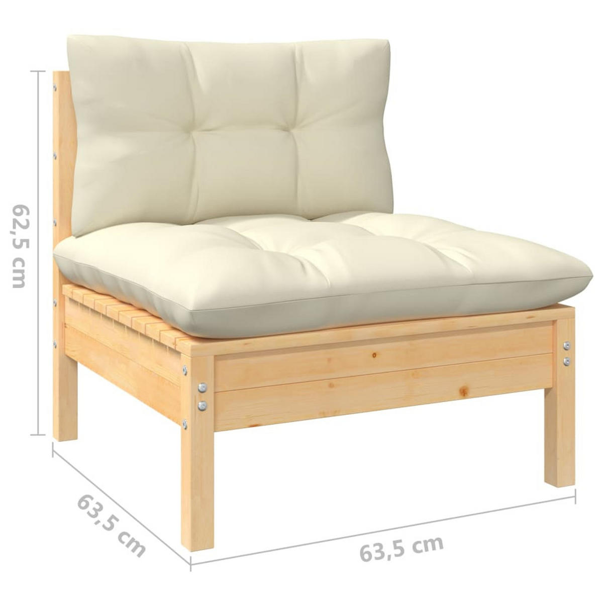 GARTEN-LOUNGE-SET 7-teilig Mit Creme Kissen Kiefernholz - Creme, Holz - vidaXL