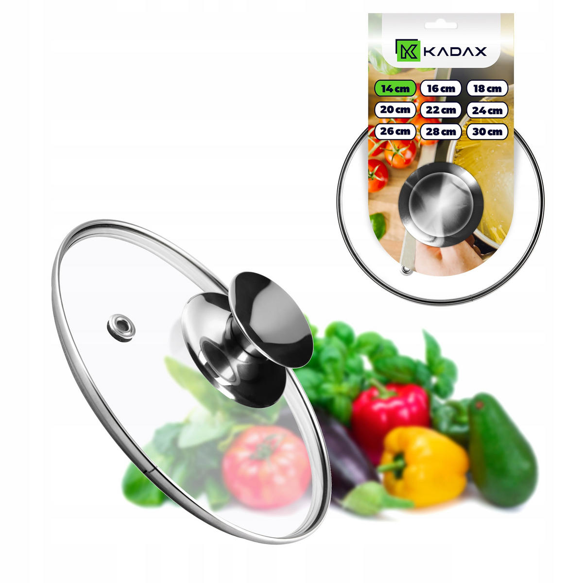 DECKEL mit silbernem Griff, 14 cm - Transparent, Glas/Metall (14cm) - KADAX
