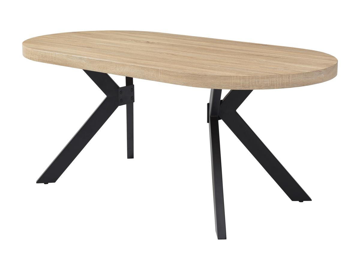 ESSTISCH - 6 Personen - MDF & Stahl - Helles Holz & Schwarz - KOMONI - Naturfarben, Holz (180/90/76cm) - Vente-Unique